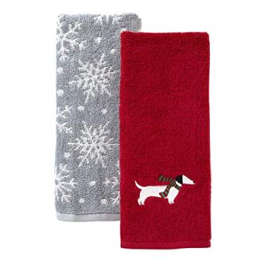 Imagem de SKL HOME by Saturday Knight Ltd. Toalha de mão Snow Many Dachshunds (pacote com 2), vermelha