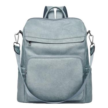 Imagem de Botimmy Mochila de couro para mulheres, mochila de trabalho, grande, conversível, bolsa de ombro, moderna, Azul em dois tons, Large, Mochila feminina