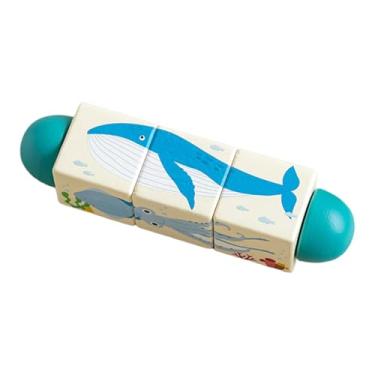 Imagem de Esquirla Brinquedo de construção de brinquedo giratório, habilidades finas, reconhecimento de animais, jogo de quebra-cabeça de madeira para meninos e meninas, Oceano