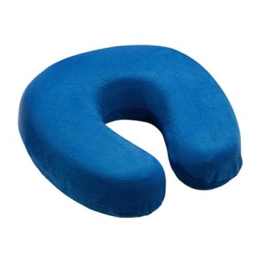 Imagem de Generic Travesseiro de viagem para pescoço, apoio de cabeça ergonômico, portátil, confortável, espuma de memória, suporte para cabeça e pescoço, para, Azul Escuro