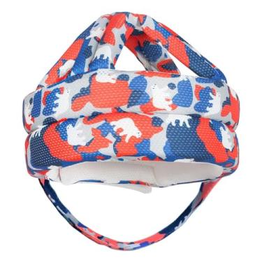 Imagem de Dynwave Capacete de proteção infantil, chapéu, esponja amortecedora, protetor anticolisão, boné protetor, chapéu infantil para bebês, crianças brincando, Vermelho Azul Branco