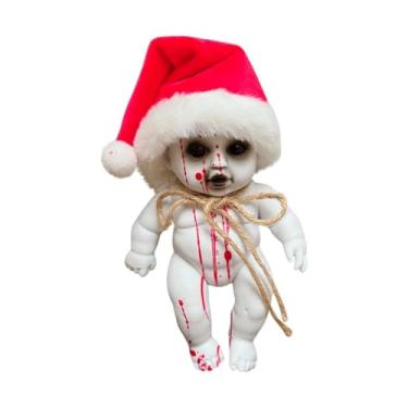 Imagem de menolana Adereços assustadores, boneca assombrada pendurada, decoração de terror, brinquedo de terror, adereço de Halloween, boneca de bebê, bonecas, Menino Papai Noel Grande