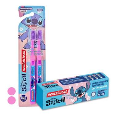 Imagem de Kit Higiene Oral Stitch Disney: 2x Escova + 1x Gel Dental  Dental Clea