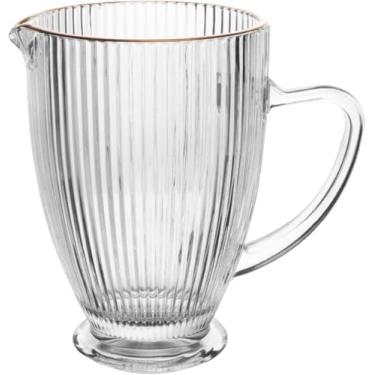 Imagem de Jarra de Vidro com Fio de Ouro 1,3L – Elegante, Resistente e Sofisticada para Água, Sucos e Bebidas – Design Estriado Clássico