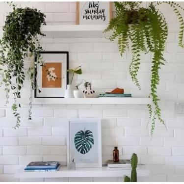 Imagem de Prateleira Flutuante em MDF Branco Fosco, Pequena, 40 cm x 10 cm, com KIT para instalação. Capacidade 5 kg.