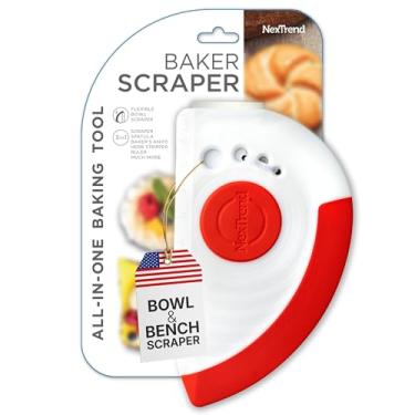 Imagem de NexTrend BakerScraper – Raspador flexível de tigela e bancada 5 em 1 com borda de aço inoxidável, régua chanfrada e decapador de ervas – livre de BPA, pode ser lavado na lava-louças