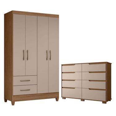 Imagem de Guarda Roupa Solteiro Chile e Cômoda Georgia Carvalho Fendi - Moval