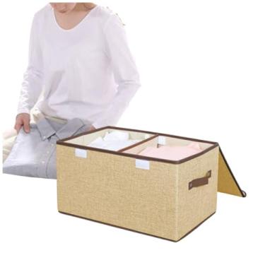 Imagem de Caixa Organizadora Rígida com Tampa e Alça – Dobrável e Resistente 42x30x25cm (Bege)