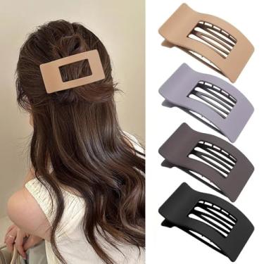 Imagem de Grampos de cabelo planos para mulheres e meninas, grampos de garra planos foscos, fixação forte e lateral grande para todos os tipos de cabelo, grampo de garra de mandíbula com bico de pato
