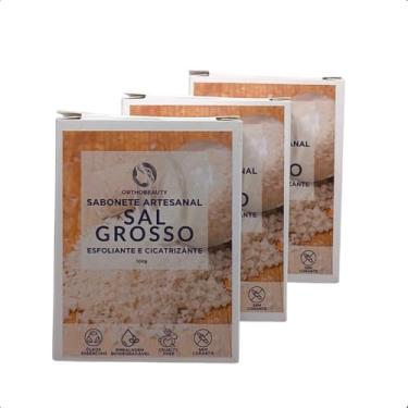 Imagem de Kit 3 Sabonete Glicerinado Artesanal de Melaleuca e Sal Grosso em Barra 100g