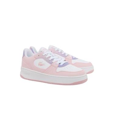 Imagem de Lacoste Tênis infantil unissex L001, Rosa claro/branco, 16