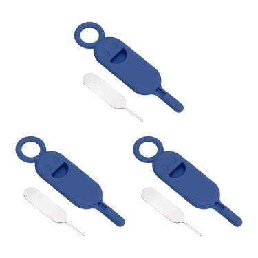 Imagem de PATIKIL Ferramenta de remoção de suporte de cartão SIM, 3 pinos de cartão SIM, abridor de agulha, bandeja ejetora, pinos de ejeção para telefones celulares, tablets, roteadores, azul
