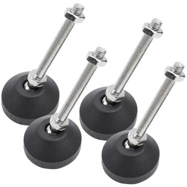 Imagem de LC LICTOP Pés de nivelamento M12 x 100 mm, altura de 4,84 polegadas e capacidade de 399 kg, deslizadores de móveis giratórios ajustáveis resistentes, nivelador de pés de borracha rosqueada para mesa