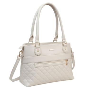 Imagem de Bolsa De Ombro e Transversal Duas Divisórias Clássica Elegante Prática Dia a Dia Trabalho Faculdade Viagem (Off White)