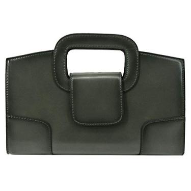 Imagem de Goclothod Bolsa feminina com alça superior vintage com aba clutch bolsa de ombro transversal, Verde escuro, One Size