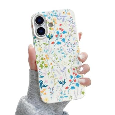 Imagem de QLTYPRI Capa para iPhone 16 Plus, linda capa de telefone estética com estampa floral rosa, proteção para câmera elevada, macia, fina, TPU (poliuretano termoplástico) à prova de choque para meninas e