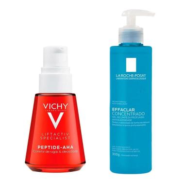 Imagem de Kit Sérum com Ação Pró-Colágeno Vichy Liftactiv Peptide-AHA 30ml e Gel de Limpeza Facial Effaclar Concentrado La Roche-Posay 300g