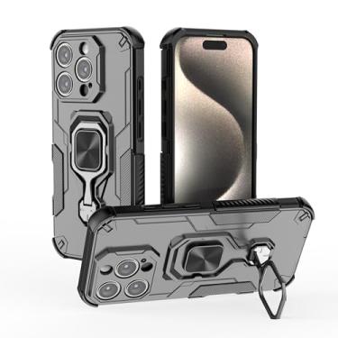 Imagem de SORAKA Capa para iPhone 16 Pro com suporte metálico giratório de 360 graus peça de ferro magnética para suporte magnético para telefone de carro