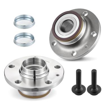 Imagem de SYKRSS 512319 Rolamento de roda traseira e conjunto de cubo compatível com Audi Q3 TT, compatível com Volkswagen Arteon Beetle CC Eos Golf GTI Jetta Passat, 5 terminais com ABS 2 peças