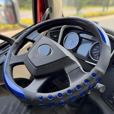 Imagem de PINCTROT Capa de volante tamanho GG 44.5-45.7 cm Race Grip para semi-caminhão, serve para trailer, caminhoneiro Big Rig Trucker, 18 rodas e carros clássicos, design perfurado de silicone