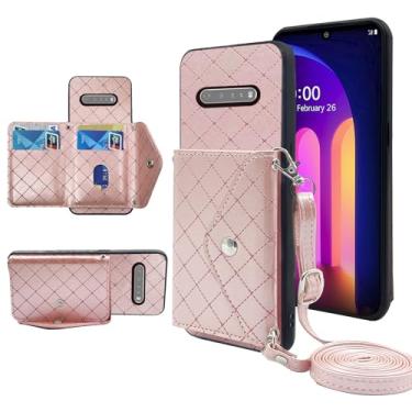 Imagem de Furiet Capa carteira compatível com LGV60ThinQ G5 LG60 9G B60 G60 17.3 cm com alça de ombro transversal suporte de couro suporte para cartão de crédito capa de telefone para LGV60 V 60 60ThinQ 60V