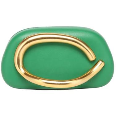 Imagem de louceko Bolsa de ombro feminina moderna de corrente transversal bolsa de mão acrílica para casamento à noite bolsa clutch formal, B PU verde