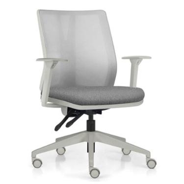 Imagem de Cadeira de Escritório Giratória Diretor Flow F02 Base Cinza Linho Cinza Escuro - Lyam Decor