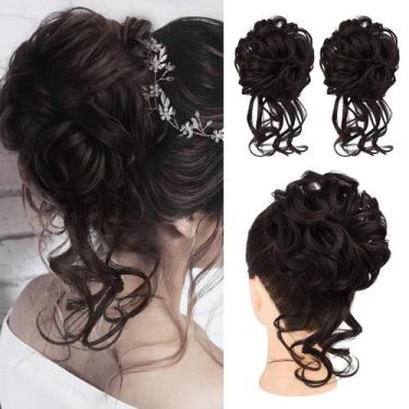 Imagem de Extensões de coque de cabelo HOOJIH HB010 Dasiy Tousled Updo x2 - Brow