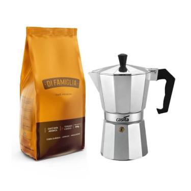 Imagem de Cafeteira Italiana 6 xícaras e Café Di Famiglia Moído 250g