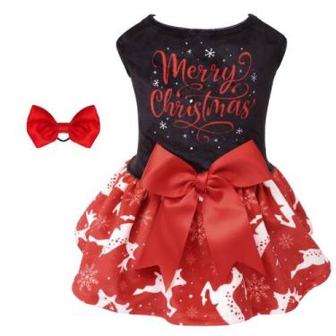 Imagem de Vestido para cães CuteBone Velvet Merry Christmas Small Dogs Red