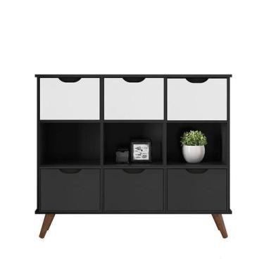 Imagem de Nicho Organizador Retro Preto com 6 Gavetas Branco/Preto - Qmovi