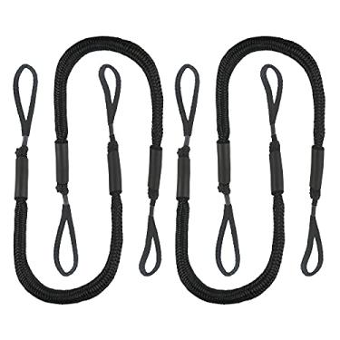Imagem de Cordas elásticas de amarração de linha de ancoragem de 1,8 m, perfeitas para barco, PC, jet ski, pontão, caiaque, canoa, barco, Black -4, 4ft