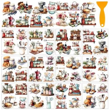Imagem de AHANDMAKER 12 folhas de adesivos de transferência de cozinha, utensílios de mesa, sobremesa, esfregar em transferências para artesanato, móveis, adesivos, decalques para janela, papel, madeira, sala