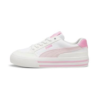 Imagem de PUMA Tênis infantil unissex Court Classic Vulc, branco, azul-marinho, cinza, tamanho 34, Puma Branco-malva - cinza vapor, 21
