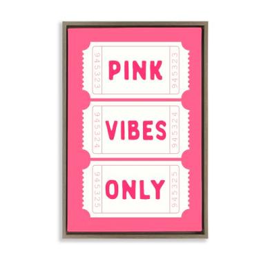 Imagem de Stupell Industries Pink Vibes Only Tickets Brown Framed Floater Canvas Wall Art, design por Lettered and Lined, 25 x 17