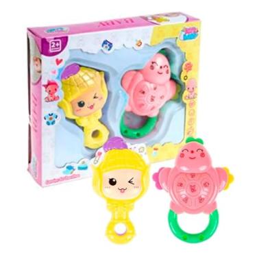 Imagem de Kit Chocalho para Bebê, 2 Peças, Colorido, Unissex Premium