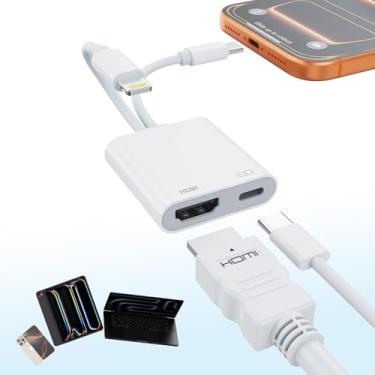 Imagem de [Certificado MFi] Adaptador USB-C e Lightning para HDMI para iPhone 17/16/15 para TV/projetor, conversor AV digital 4K @60Hz, adaptador de iPad para TV, Apple Lightning para HDMI para iPad/MacBook