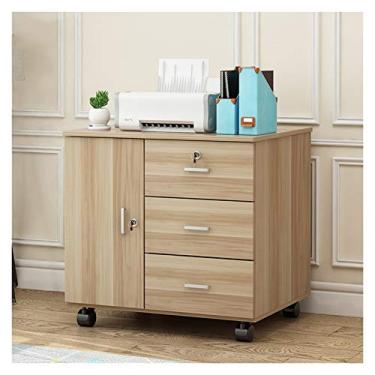 Imagem de Suporte para PC, suporte móvel para CPU, suporte de chão para impressora de madeira, armário de armazenamento com gaveta, capa para PC de mesa, suporte de torre, carrinho com 4 rodas giratórias (cor