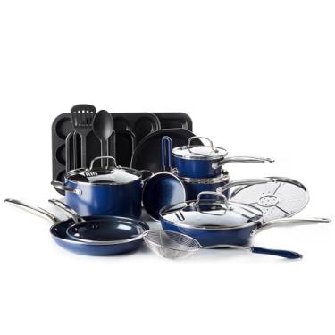 Imagem de Blue Diamond Cookware Conjunto de panelas e frigideiras Diamond Healthy Antiaderentes, 20 peças