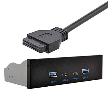 Imagem de xiwai USB-C e USB 3.0 HUB 4 portas painel frontal para placa-mãe cabo conector de 20 pinos para compartimento de CD-ROM de 13.3 cm