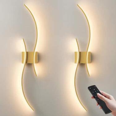 Imagem de Arandelas de parede KARTOOSH LED Gold Wireless com controle remoto de 