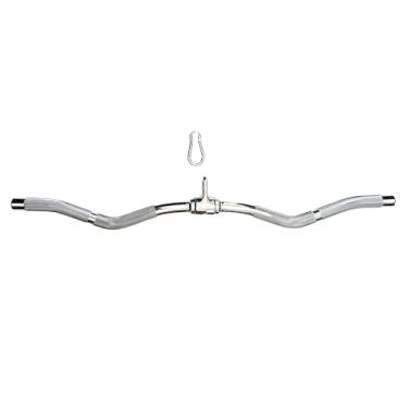 Imagem de Rivotrance Barra de puxar LAT de grande aderência, acessório de máquina de cabo de aço cromado com alças de borracha, barra suspensa de treinamento de força profissional para equipamentos de academia