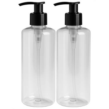 Imagem de Kit 2 Saboneteira Pump Preta Refil Frasco Cilindrico 500ml Creme Shampoo Sabão Liquido Sabonete