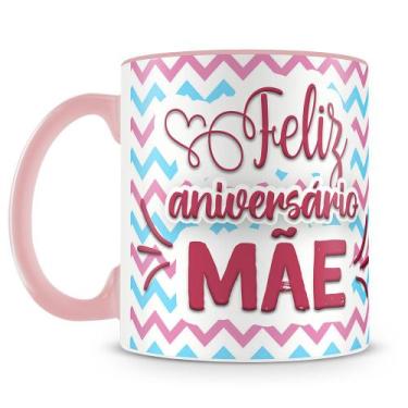 Imagem de Caneca Personalizada Feliz Aniversário Mãe com Foto e Mensagem - Amo C