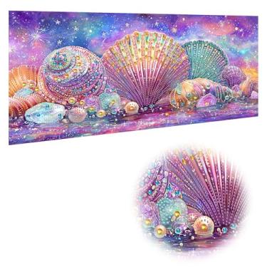 Imagem de Reofrey Kits de arte de diamante grande de forma especial DIY para adultos, conchas de oceanos, kits de pintura de diamantes grandes para adultos, tela bordada de ponto cruz de strass para artesanato