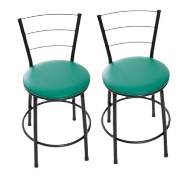 Imagem de 2 BANQUETAS BAIXA 3 ARAME 70 CM ALTURA TOTAL COZINHA (VERDE)