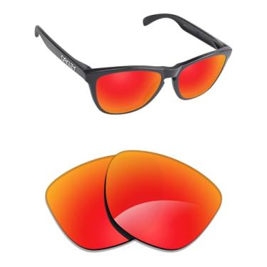 Imagem de Alphax Lentes de reposição espelhadas vermelho fogo não polarizadas para óculos de sol Oakley Frogskins OO9013