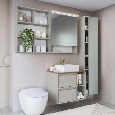 Imagem de Conjunto para Banheiro 5 Peças com Iluminação em Led e Cuba 156cm Cb.bn8005 Arenas