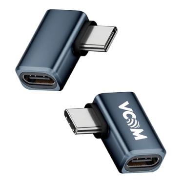Imagem de VCOM Adaptador USB C de 90 graus 80 Gbps, adaptador de ângulo reto USB C de 240 W, monitor de vídeo 8K a 60 Hz USB4 v2.0, extensor tipo C de 90 graus para Thunderbolt 5/4/3, iPhone 15/16, MacBook