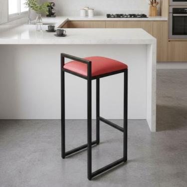 Imagem de Banqueta Alta Estofada material sintético - Loja Béle, Vermelho